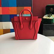 CELINE NANO LUGGAGE HANDBAG RED GRAIN LEATHER 189243 SIZE 20 CM - 4