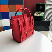 CELINE NANO LUGGAGE HANDBAG RED GRAIN LEATHER 189243 SIZE 20 CM - 3