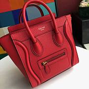 CELINE NANO LUGGAGE HANDBAG RED GRAIN LEATHER 189243 SIZE 20 CM - 2