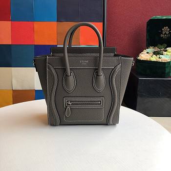 CELINE NANO LUGGAGE HANDBAG DARK OLIVE GRAIN LEATHER 189243 SIZE 20 CM