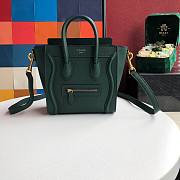 CELINE NANO LUGGAGE HANDBAG EMERALD GREEN GRAIN LEATHER 189243 SIZE 20 CM - 1
