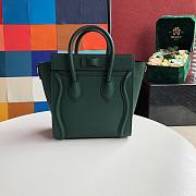 CELINE NANO LUGGAGE HANDBAG EMERALD GREEN GRAIN LEATHER 189243 SIZE 20 CM - 4