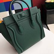 CELINE NANO LUGGAGE HANDBAG EMERALD GREEN GRAIN LEATHER 189243 SIZE 20 CM - 2