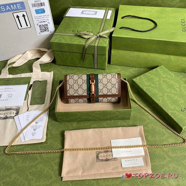 GUCCI JACKIE 1961 GG SUPREME CHAIN WALLET 652681 SIZE 19 x 10 x 3.5 CM - 1
