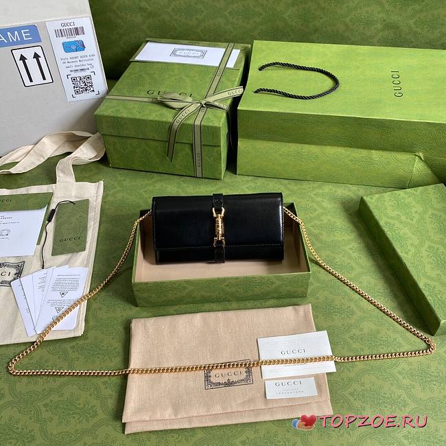 GUCCI JACKIE 1961 BLACK CHAIN WALLET 652681 SIZE 19 x 10 x 3.5 CM - 1