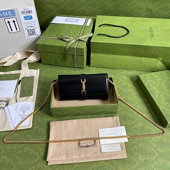 GUCCI JACKIE 1961 BLACK CHAIN WALLET 652681 SIZE 19 x 10 x 3.5 CM