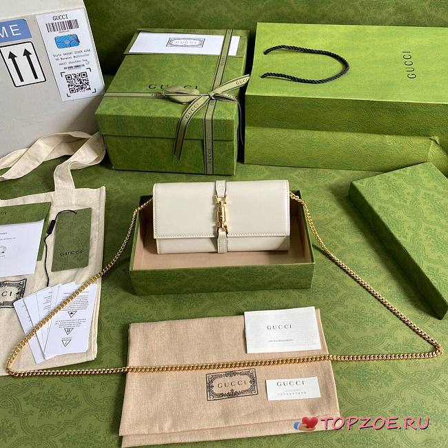 GUCCI JACKIE 1961 WHITE CHAIN WALLET 652681 SIZE 19 x 10 x 3.5 CM - 1
