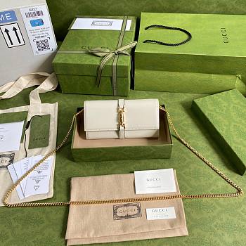 GUCCI JACKIE 1961 WHITE CHAIN WALLET 652681 SIZE 19 x 10 x 3.5 CM