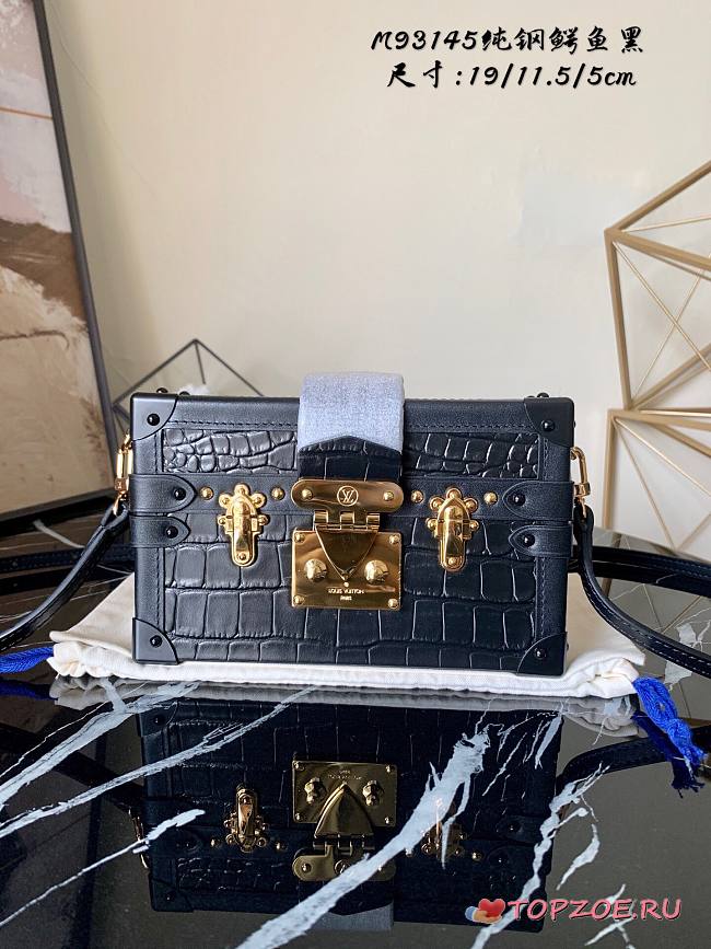 LV PATITE MALLE CROCODILE BOX BAG BLACK M40273 SIZE 19 x 11.5 x 5 CM - 1