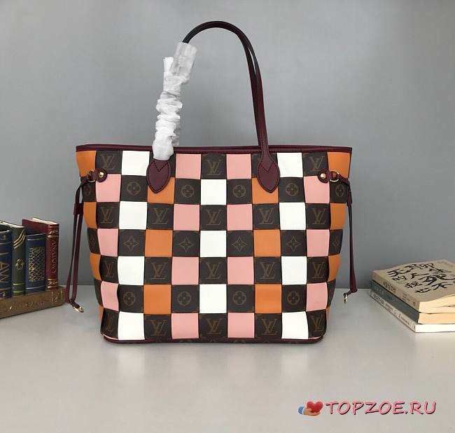 LV NEVERFUL MM WOVEN PINK/ORANGE M40993 SIZE 32 x 29 x 17 CM - 1