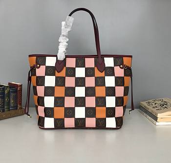 LV NEVERFUL MM WOVEN PINK/ORANGE M40993 SIZE 32 x 29 x 17 CM