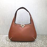 VALENTINO SMALL ROCKSTUD HOBO BAG BROWN VSF0NO SIZE 36 x 23 x 4 CM - 1