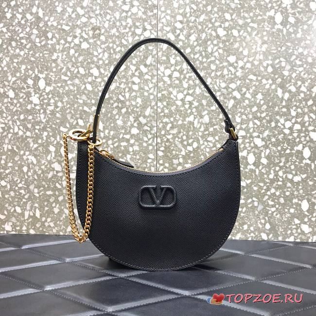 VALENTINO GARAVANI MINI VLOGO HOBO BLACK SIZE 20 x 5 x 12 CM - 1