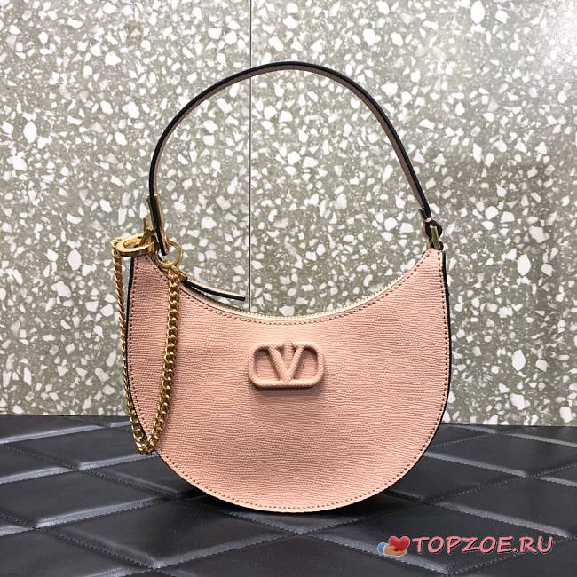 VALENTINO GARAVANI MINI VLOGO HOBO PINK BEIGE SIZE 20 x 5 x 12 CM - 1