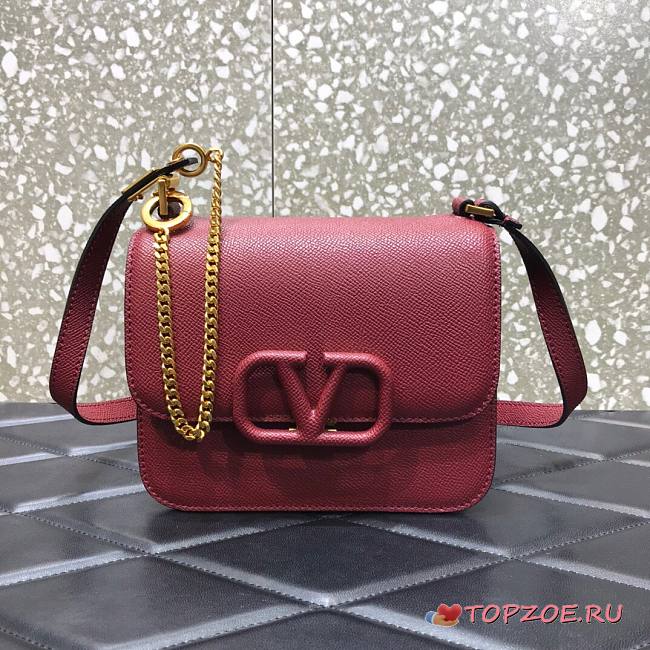 VALENTINO SMALL VSLING SHOULDER BAG BORDEAUX SIZE 18 x 18 x 9 CM - 1