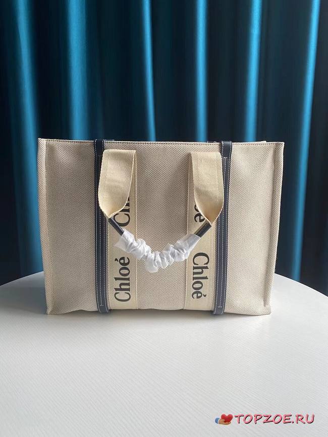 CHLOE LARGE WOODY TOTE BAG FULL BLUE RIBBON S382 SIZE 45 CM - 1