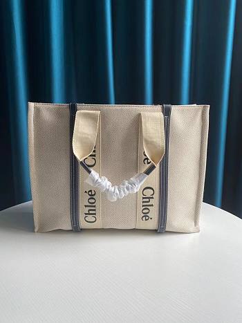 CHLOE LARGE WOODY TOTE BAG FULL BLUE RIBBON S382 SIZE 45 CM
