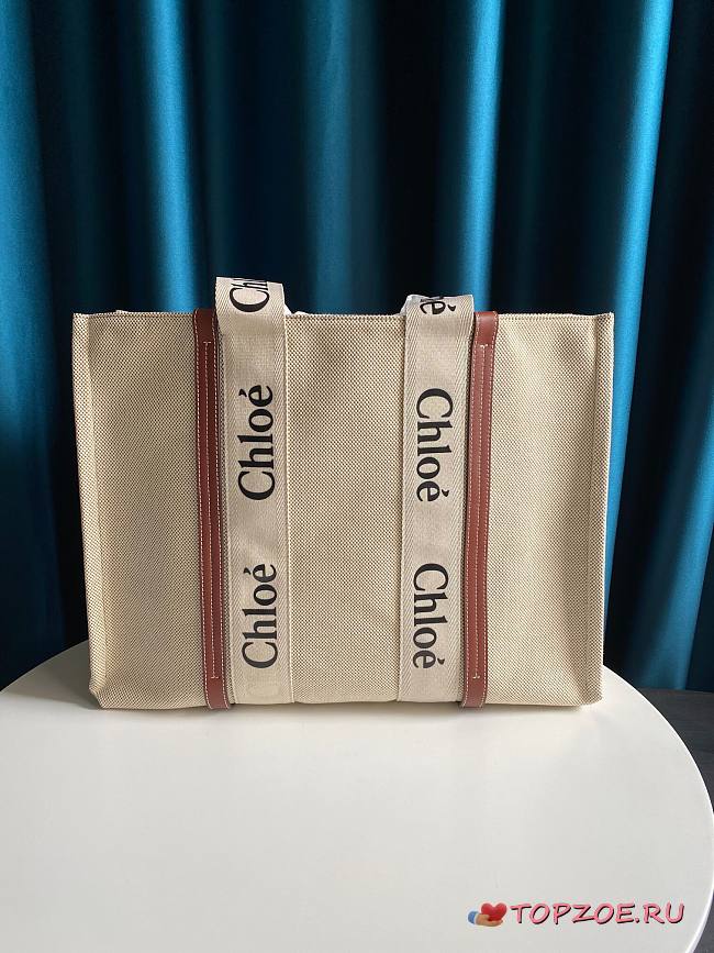 CHLOE LARGE WOODY TOTE BAG BROWN RIBBON S382 SIZE 45 CM - 1