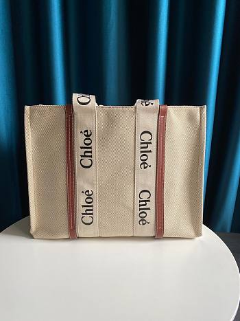 CHLOE LARGE WOODY TOTE BAG BROWN RIBBON S382 SIZE 45 CM