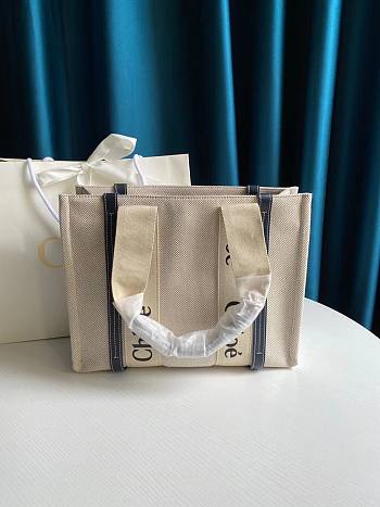 CHLOE MEDIUM WOODY TOTE BAG FULL BLUE RIBBON S383 SIZE 37 CM