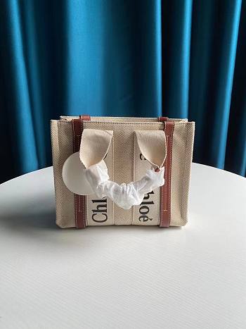 CHLOE SMALL WOODY TOTE BAG BROWN RIBBON S385 SIZE 26.5 CM