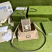 GUCCI HORSEBIT 1955 MINI BAG WHITE GG SUPREME 625615 SIZE 11.5 CM - 1