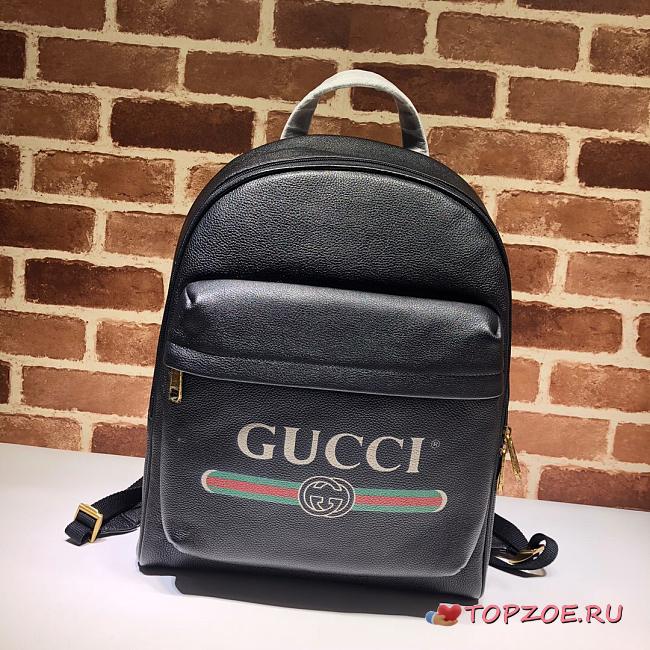 GUCCI PRINT LEATHER BACKPACK BLACK 547834 SIZE 32 CM - 1