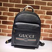 GUCCI PRINT LEATHER BACKPACK BLACK 547834 SIZE 32 CM - 1