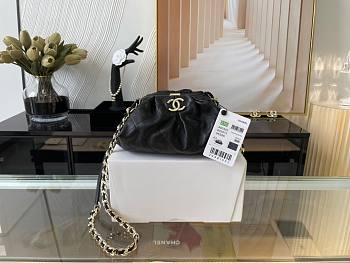 CHANEL SUPPLE LEATHER  CLUTCH WITH CHAIN BLACK AS2493 SIZE 22 CM