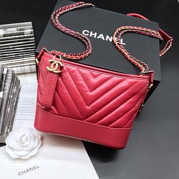 CHANEL GABRIELLE CHEVRON HOBO BAG RED 20CM