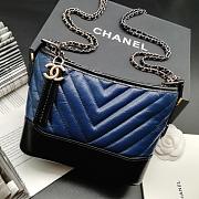 CHANEL GABRIELLE CHEVRON HOBO BAG BLACK/HAZE BLUE 20CM - 1