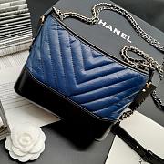 CHANEL GABRIELLE CHEVRON HOBO BAG BLACK/HAZE BLUE 20CM - 2