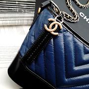 CHANEL GABRIELLE CHEVRON HOBO BAG BLACK/HAZE BLUE 20CM - 4