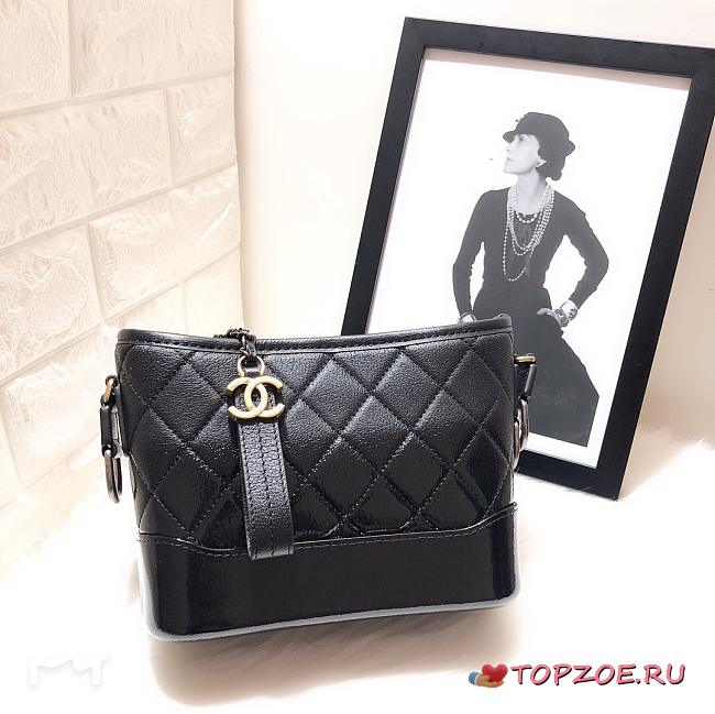 CHANEL GABRIELLE HOBO BAG BLACK 20CM - 1