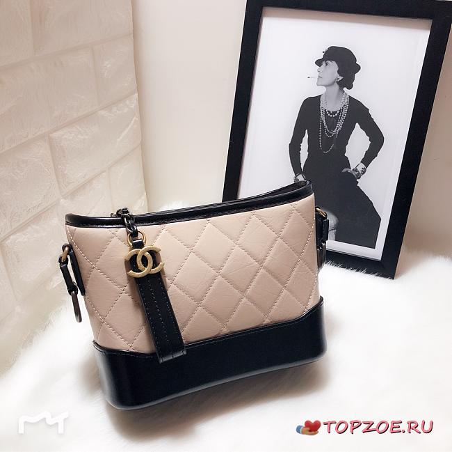 CHANEL GABRIELLE HOBO BAG BLACK/LIGHT BEIGE 20CM - 1