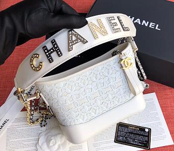 CHANEL GABRIELLE WITH BI-COLOR CHAIN STRAP WHITE 20CM