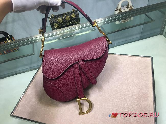 DIOR MINI SADDLE BAG BURGUNDY M0447 SIZE 19.5 CM - 1