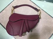 DIOR MINI SADDLE BAG BURGUNDY M0447 SIZE 19.5 CM - 3