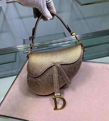 DIOR MINI SADDLE BAG GOLD M0447 SIZE 19.5 CM