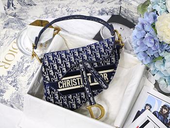 DIOR SADDLE BLUE VELVET DIOR OBLIQUE M0446 SIZE 25.5 CM