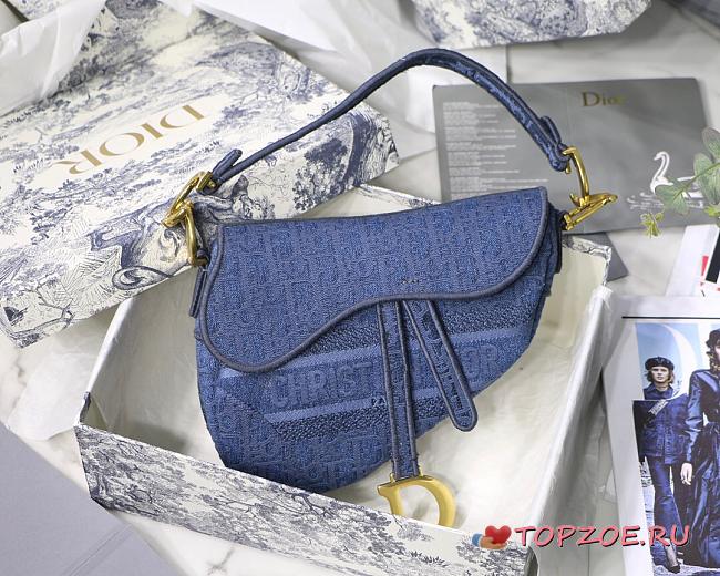  DIOR SADDLE DENIM BLUE DIOR OBLIQUE M0446 SIZE 25.5 CM - 1