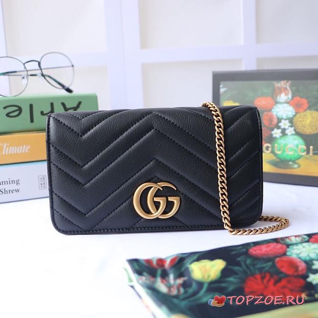 GUCCI GG MARMONT MINI BAG BLACK 488426 SIZE 18 CM - 1