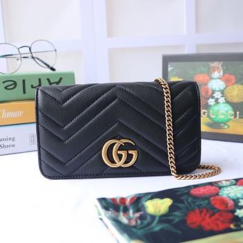 GUCCI GG MARMONT MINI BAG BLACK 488426 SIZE 18 CM