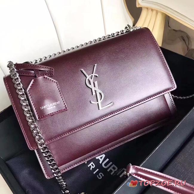 YSL SUNSET MEDIUM BORDEAUX 442906 SIZE 22 CM - 1