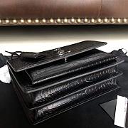 YSL SUNSET MEDIUM IN CROCODILE EMBOSSED LEATHER BLACK 442906 SIZE 22 CM - 6