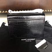YSL SUNSET MEDIUM IN CROCODILE EMBOSSED LEATHER BLACK 442906 SIZE 22 CM - 5