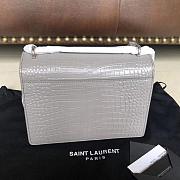 YSL SUNSET MEDIUM IN CROCODILE EMBOSSED LEATHER GRAY 442906 SIZE 22 CM - 4