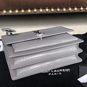 YSL SUNSET MEDIUM IN CROCODILE EMBOSSED LEATHER GRAY 442906 SIZE 22 CM - 3