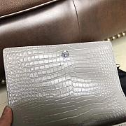 YSL SUNSET MEDIUM IN CROCODILE EMBOSSED LEATHER GRAY 442906 SIZE 22 CM - 2