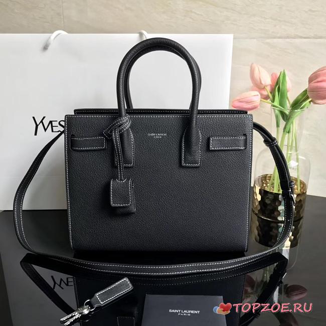 YSL CLASSIC SAC DE JOUR BABY GRAINED LEATHER BLACK 421863 SIZE 26 CM - 1